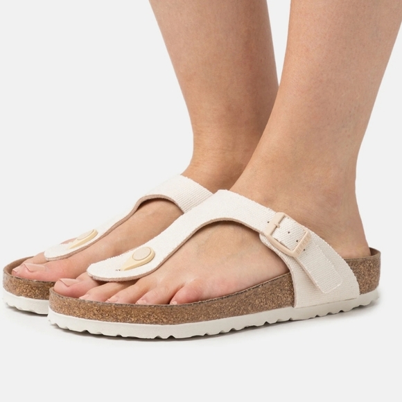 NEW BIRKENSTOCK White Gizeh T strap Thongs SANDALS - Picture 2 of 12